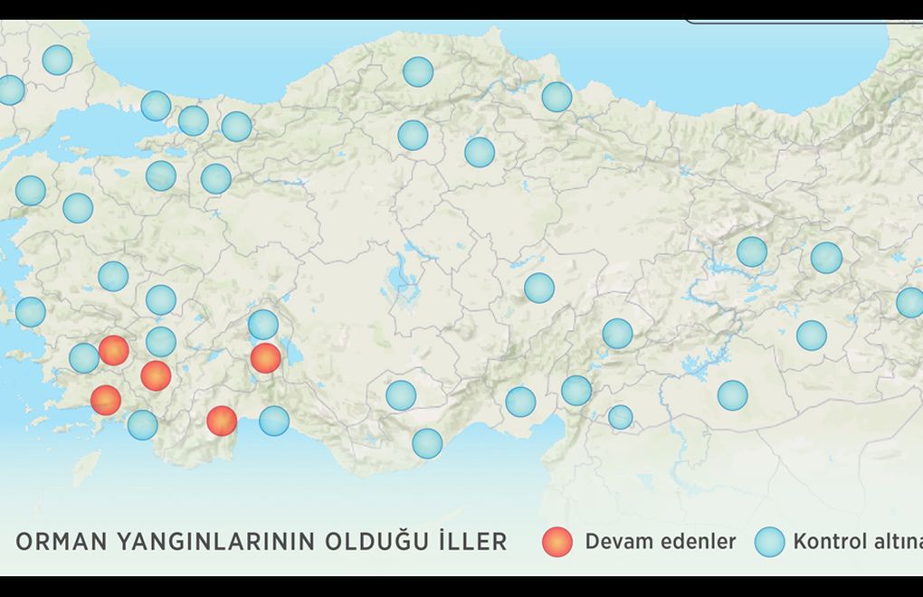 Devam eden yangınlar: Muğla, Antalya, Denizli, Isparta, Aydın