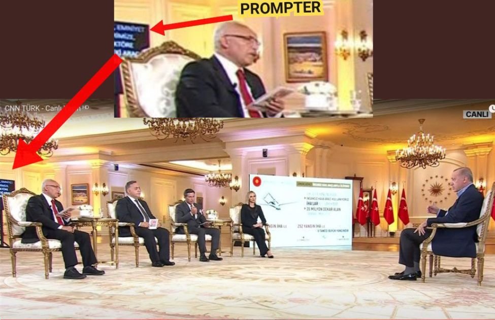 Erdoğan uses teleprompter to answer journalists' questions during live broadcast