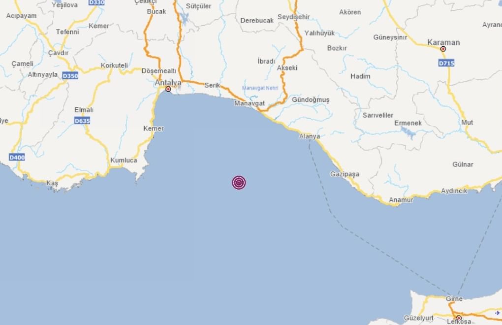 Magnitude 5.3 earthquake off the coast of Antalya's Alanya