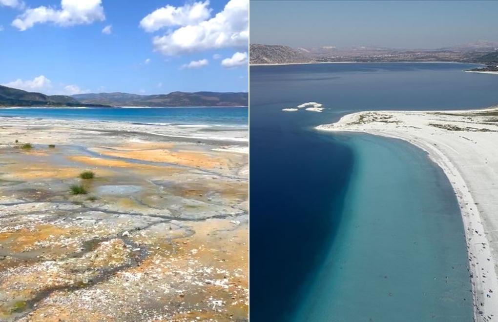 Parts of Turkey's Lake Salda turn into a swamp