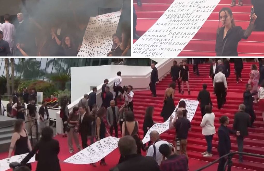 Cannes Film Festivali | Kırmızı halıda erkek şiddeti protestosu