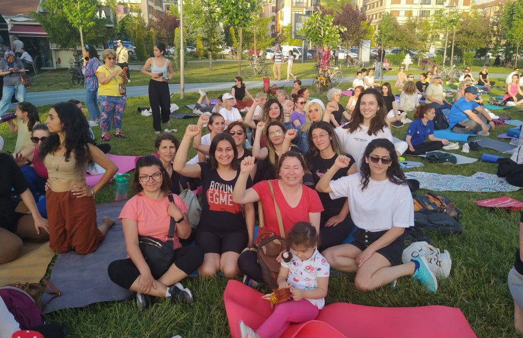 Dozens of women gather in Eskişehir park to protest 'yoga ban'