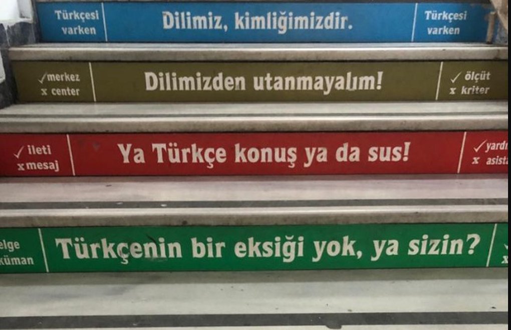 Okul merdivenine ırkçı yazılama | Ya Türkçe konuş ya da sus!