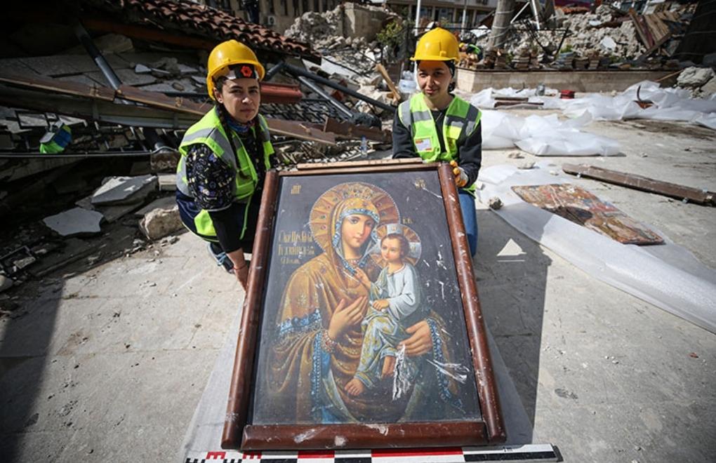 Many Bibles and icons found under the debris of collapsed church in Hatay