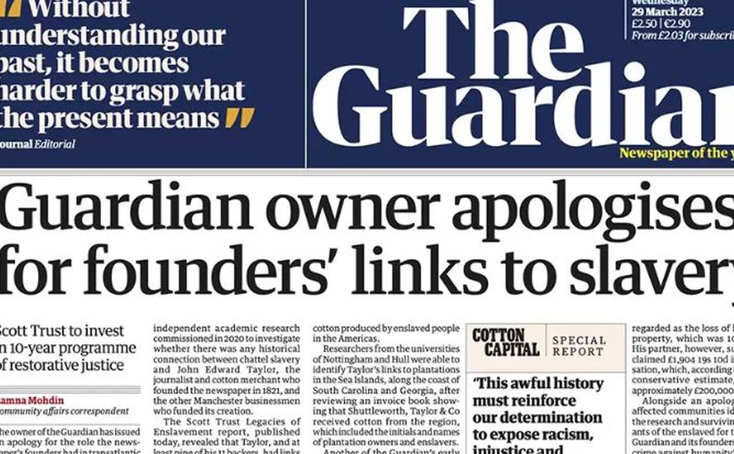 Guardian, kurucuları kölecilikten çıkar sağladığı için özür diledi