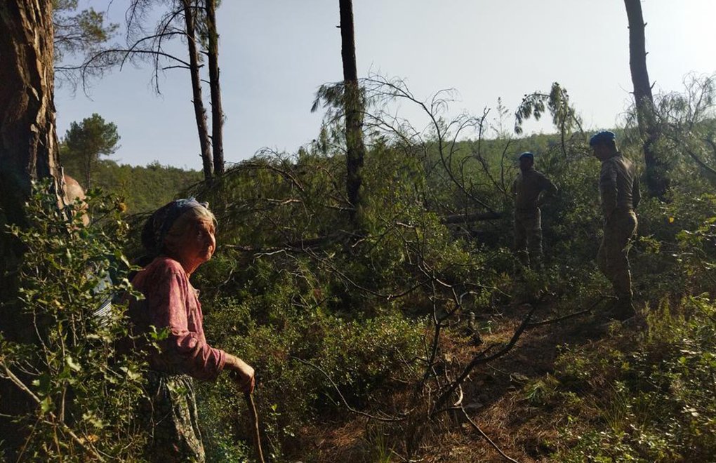 Gendarme and police push villagers, hugging trees to prevent logging, out of Akbelen forest