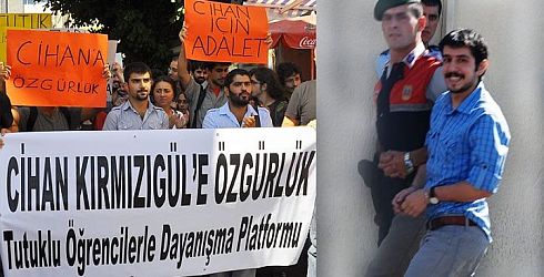 Galatasaray Üniversitesi öğrencisi Cihan Kırmızıgül, otobüs beklerken gözaltına alındı, 18 aydır tutuklu.