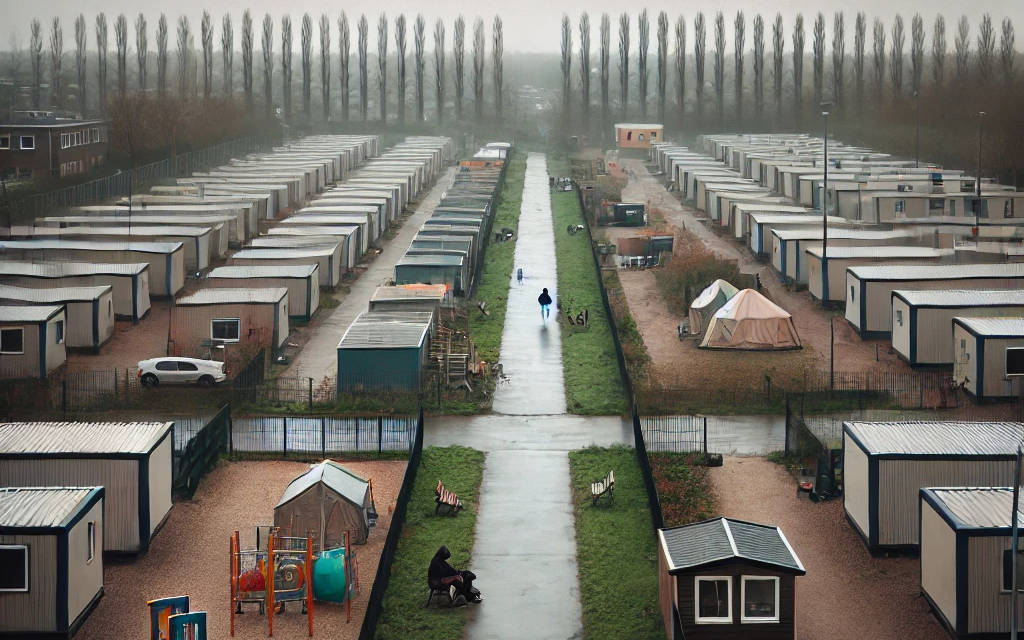 Görselde, bir çocuk fotoğrafı yer almakta. Çocuk, Hollanda'da yaşayan bir Kürt mülteci olarak tanıtılıyor. Çocuğun yüzü, yaşadığı zorluklar ve belirsizlikleri anlatan bir ifadeye sahip olabilir. Arka planda, bir şehir manzarası veya bir mülteci kampına ait unsurlar yer alıyor olabilir.  Çocuk, sade ve belki de dikkatlice seçilmiş bir kıyafet içinde yer alıyor. Yüz hatları ve bakışları, içsel bir duygusal yoğunluğu simgeliyor. Fotoğraf, çocukların mülteci krizinden nasıl etkilendiğini, özellikle savaş ve göç gibi trajik olayların ardından gelen duygusal ve fiziksel etkilerini anlatmak amacıyla çekilmiş olabilir.  Görseldeki mesaj, bir yandan mülteci çocukların karşılaştığı zorlukları vurgularken, diğer yandan insanlık dramını gözler önüne sermeyi amaçlıyor olabilir.