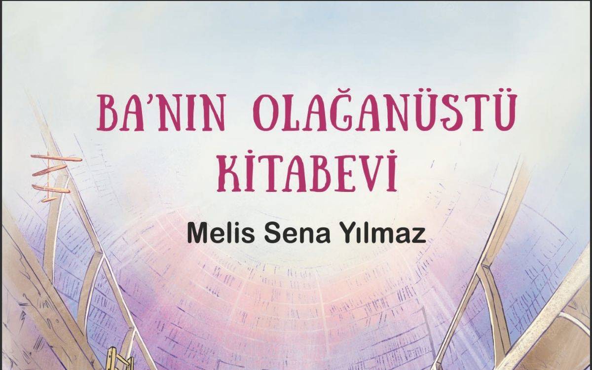 Görselde, “Ba’nın Olağanüstü Kitabevi” başlıklı bir kitap kapağı bulunuyor. Kapakta büyük, dikkat çekici bir şekilde yazılmış olan başlık, mor tonlarında bir yazı karakteriyle tasarlanmış. Başlığın altında, kitabın yazarı "Melis Sena Yılmaz" ismi siyah renkle belirtilmiş.